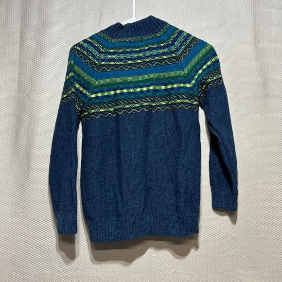 Tea Collection Kids XL Size 12 Navy Fair Isle Cardigan Button Front - Picture 8 of 8